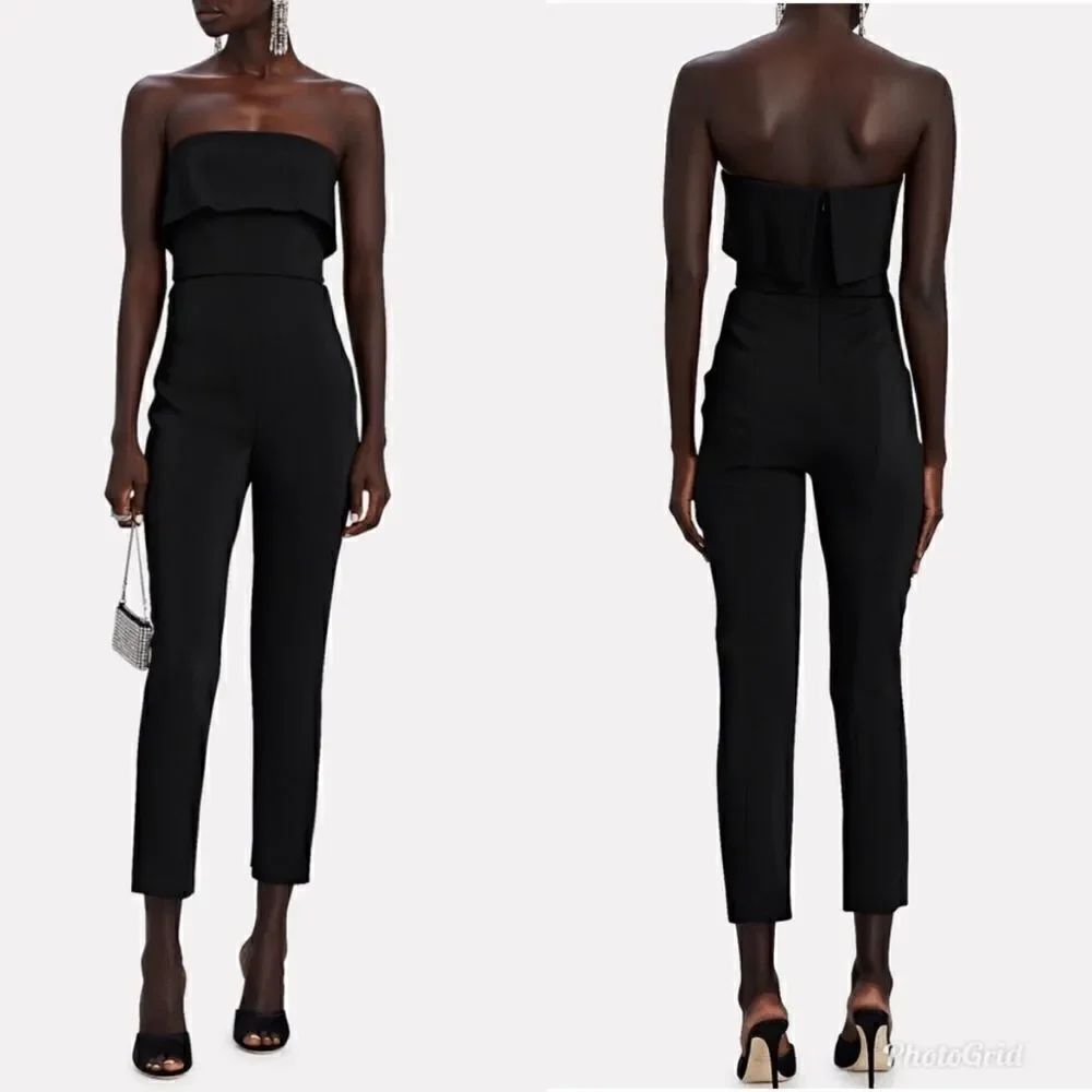 Revolve CUSHNIE et OCHS Strapless Foldover black jumpsuit